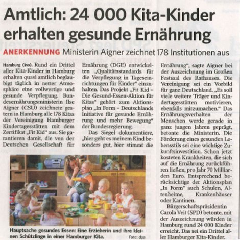 Kitas für gesunde Ernährung ausgezeichnet