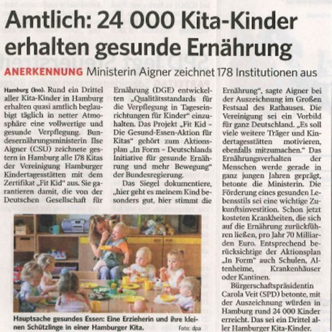 Kitas für gesunde Ernährung ausgezeichnet